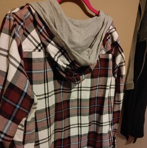 Plaid hooded button down